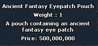 Ancient Fantasy Eyepatch Pouch tooltip showing weight and price