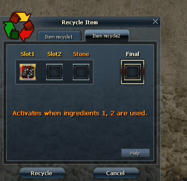Recycle Item interface used for the final Count Deco Set conversion